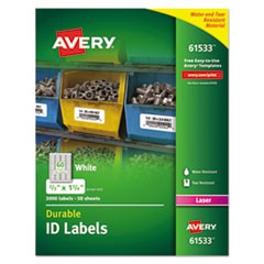 Durable Permanent ID Labels with TrueBlock Technology, Laser Printers, 0.66 x 1.75, White, 60/Sheet, 50 Sheets/Pack