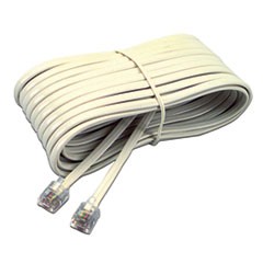 Telephone Extension Cord, Plug/Plug, 25 ft, Ivory