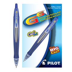 G6 Gel Pen, Retractable, Fine 0.7 mm, Blue Ink, Blue Barrel