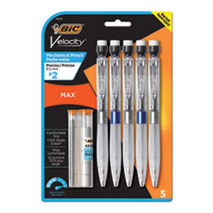 Velocity Max Pencil, 0.5 mm, HB (#2), Black Lead, Assorted Barrel Colors, 5/Pack