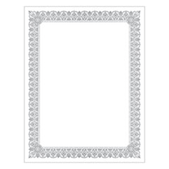 Premium Certificates, White, Fleur Silver Foil Border, 66 lb, 8.5 x 11, 15/Pack