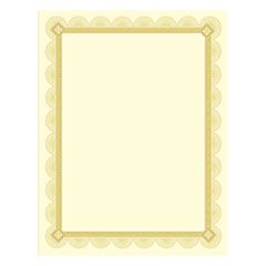 Premium Certificates, 8.5 x 11, Ivory/Gold with Spiro Gold Foil Border,15/Pack