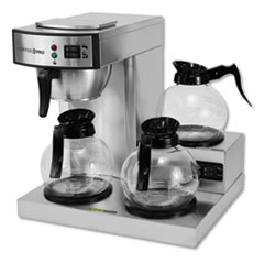 Three-Burner Low Profile Institutional Coffee Maker, Stainless Steel, 36 Cups