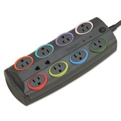 8-Outlet Adapter Model Surge Protector, Black, 8 ft Cord, 3090 Joules