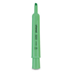 Desk Highlighters, Fluorescent Green Ink, Chisel Tip, Green Barrel, Dozen