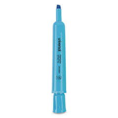 Desk Highlighters, Fluorescent Blue Ink, Chisel Tip, Blue Barrel, Dozen