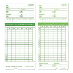 Time Clock Cards for uPunch HN1000/HN3000/HN3600, Two Sides, 7.5 x 3.5, 100/Pack