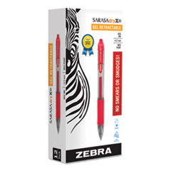 Sarasa Dry Gel X20 Gel Pen, Retractable, Medium 0.7 mm, Red Ink, Translucent Red Barrel, Dozen