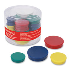 High-Intensity Assorted Magnets, Circles, Assorted Colors, 0.75", 1.25" and 1.5" Diameters, 30/Pack