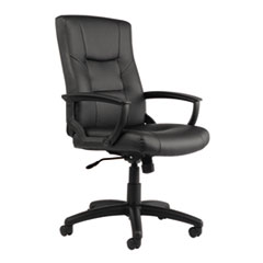 Alera YR Series Executive High-Back Swivel/Tilt Bonded Leather Chair, Supports 275 lb, 17.71" to 21.65" Seat Height, Black