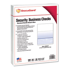 Standard Security Check, 11 Features, 8.5 x 11, Blue Marble Bottom, 500/Ream