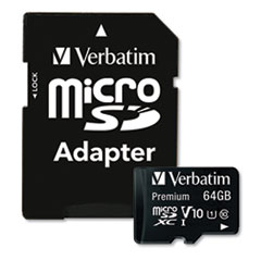 64GB Premium microSDXC Memory Card with Adapter, UHS-I V10 U1 Class 10, Up to 90MB/s Read Speed