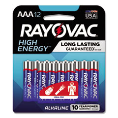 High Energy Premium Alkaline AAA Battery, 12/Pack