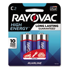 High Energy Premium Alkaline C Batteries, 2/Pack