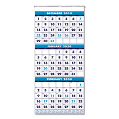 Recycled Three-Month Format Wall Calendar, 12.25 x 26, 14-Month, 2021-2023