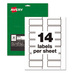 PermaTrack Durable White Asset Tag Labels, Laser Printers, 1.25 x 2.75, White, 14/Sheet, 8 Sheets/Pack