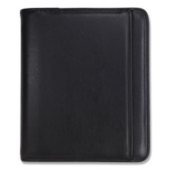 Professional Zippered Pad Holder/Ring Binder, Pockets, Writing Pad, Vinyl Black