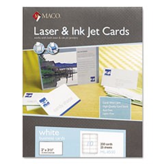 MACO 2" x 3 1/2" Laser/Inkjet White Business Cards (10 Cards/Sheet) (25 Sheets/Box) (Interchangeable with Avery# 5371)