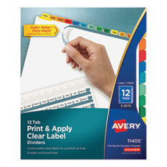 Print and Apply Index Maker Clear Label Dividers, 12 Color Tabs, Letter, 5 Sets