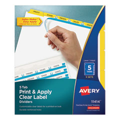 Print and Apply Index Maker Clear Label Dividers, 5 Color Tabs, Letter, 5 Sets