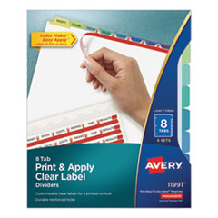 Print and Apply Index Maker Clear Label Dividers, 8 Color Tabs, Letter, 5 Sets