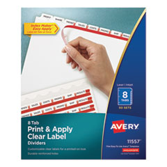 Print and Apply Index Maker Clear Label Dividers, 8 White Tabs, Letter, 50 Sets