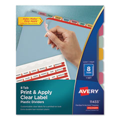 Print and Apply Index Maker Clear Label Plastic Dividers with Printable Label Strip, 8-Tab, 11 x 8.5, Translucent, 1 Set