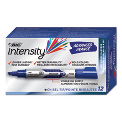 Intensity Advanced Dry Erase Marker, Tank-Style, Broad Chisel Tip, Blue, Dozen