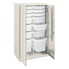 Flagship Storage Cabinet with 6 Small, 6 Medium and 2 Large Bins, 30w x 18d x 52.5h, Charcoal