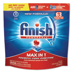 Powerball Max in 1 Dishwasher Tabs, Fresh, 63/Pack, 3/Carton