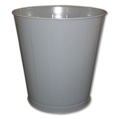 Round Metal Wastebasket, Round, Steel, 28 qt, Gray