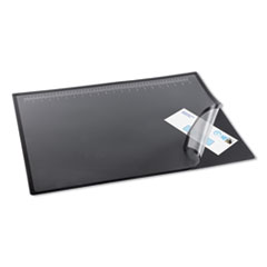 Desk Pad with Transparent Lift-Top Overlay and Antimicrobial Protection, 22" x 17", Black Pad, Transparent Frost Overlay