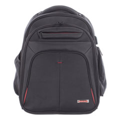 Purpose 2 Section Business Backpack, Fits Devices Up to 15.6", Polyester, 8.5 x 8.5 x 19.5, Black