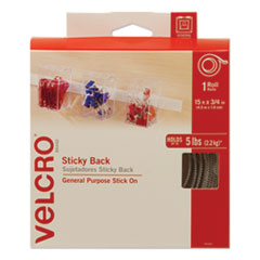 Sticky-Back Fasteners with Dispenser, Removable Adhesive, 0.75