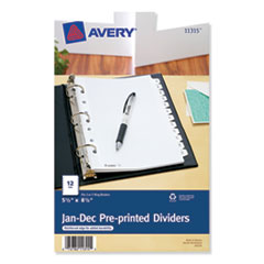 Preprinted Tab Dividers, 12-Tab, 8.5 x 5 1/2