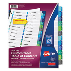 Customizable TOC Ready Index Double Column Multicolor Dividers, 24-Tab, Letter