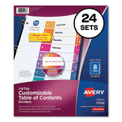 Customizable TOC Ready Index Multicolor Dividers, 8-Tab, Letter, 24 Sets