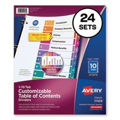 Customizable TOC Ready Index Multicolor Dividers, 10-Tab, Letter, 24 Sets