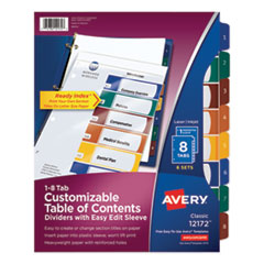 Ready Index Customizable Table of Contents, Asst Dividers, 8-Tab, Ltr, 6 Sets