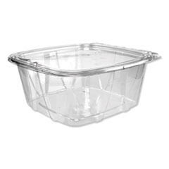 SafeSeal Tamper-Resistant, Tamper-Evident Deli Containers with Flat Lid, 64 oz, 8.1 x 7.8 x 3.3, Clear, 200/Carton