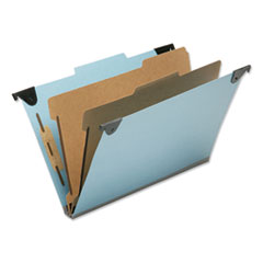 7530016216199 SKILCRAFT Hanging Classification Folders, Legal Size, 2 Dividers, 2/5-Cut Exterior Tabs, Light Blue, 5/Box