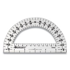 180 Degree Protractor, Plastic, 6" Ruler Edge/180 Degree, Clear