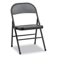 Steel Folding Chair, Supports Up to 300 lb, Graphite, 4/Carton