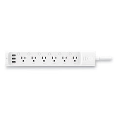 Kasa Smart Wi-Fi Power Strip, 6 AC Outlets, 3 USB Ports, 6 ft Cord, 540 Joules, White