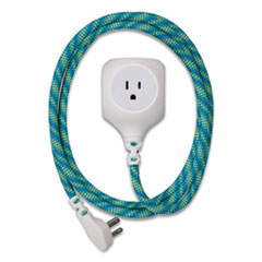 Habitat Accent Collection Braided AC/USB Extension Cord, 6 ft, 13 A, Mint Julep