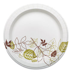 Pathways Soak Proof Shield Heavyweight Paper Plates, WiseSize, 8.5" dia, Green/Burgundy, 500/Carton