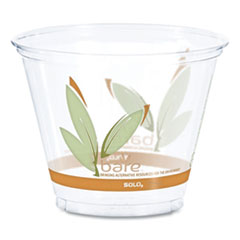 Bare Eco-Forward RPET Cold Cups, ProPlanet Seal, 9 oz, Leaf Design, Clear/Green/Orange, 1,000/Carton
