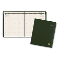 Recycled Monthly Planner, 11 x 9, Green, 2022-2023