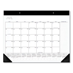 Academic Monthly Desk Pad, 21.75 x 17, Black/White, 2021-2022