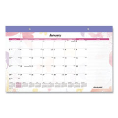 Watercolors Recycled Monthly Desk Pad Calendar, 17.75 x 11, 2022